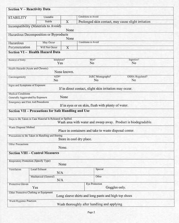 Garlic Barrier MSDS Information
